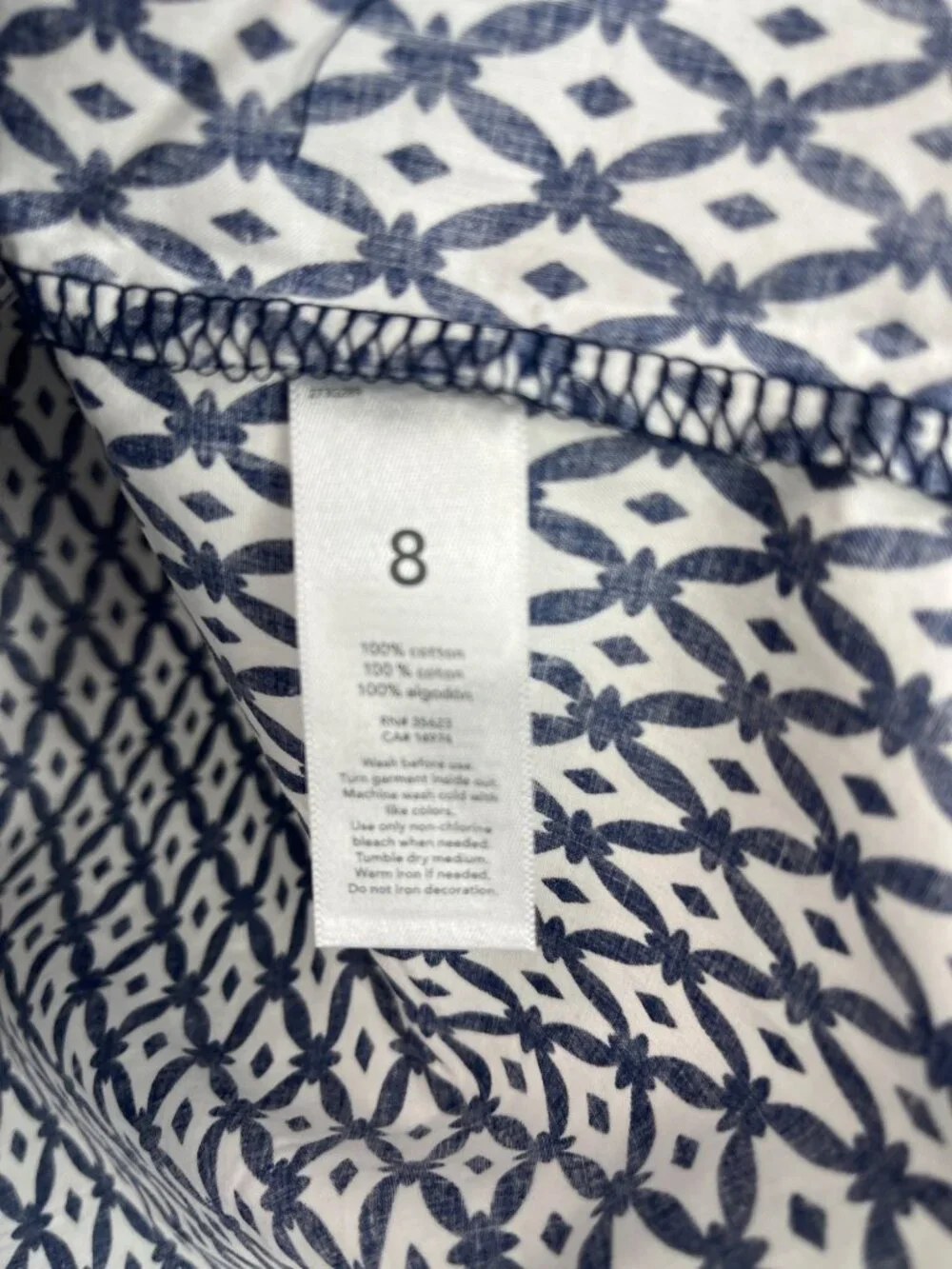Carters Girls Dress Size 8 Blue White Print Sleeveless Cotton Summer NWT